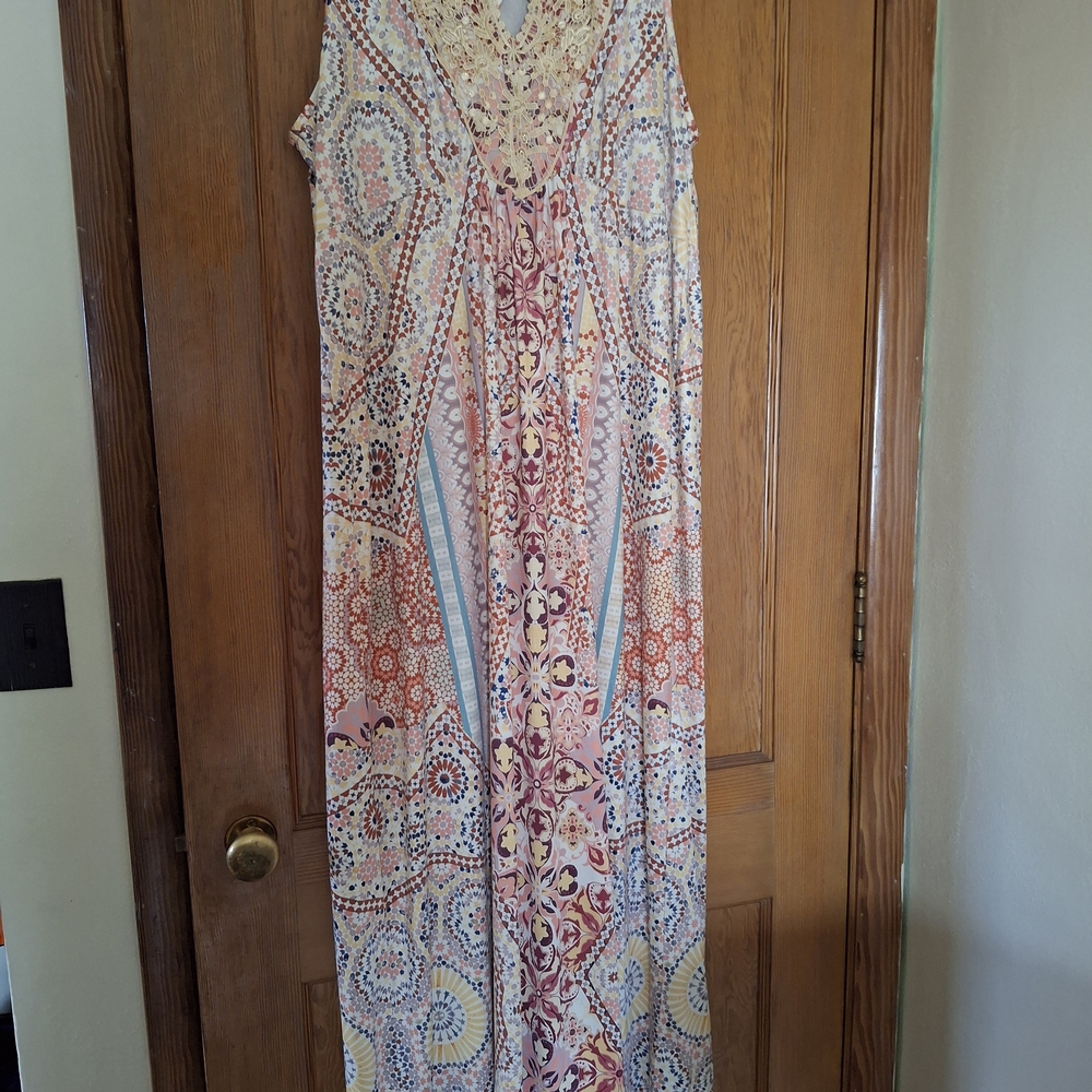 ONE WORLD Multicolor Geometric Maxi Dress